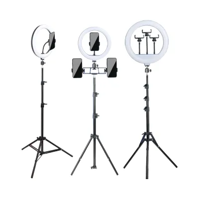 Ring Light 6-14" avec Trépied et Support Téléphone/iPad, 10 Niveaux de Dimming et 22 Modes Ring light professionnel 6-14 pouces avec 10 niveaux de dimming, 22 modes, trépied et support téléphone/iPad