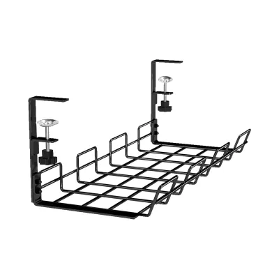 Boîte de gestion de câbles métallique sous bureau sans perçage Organisateur de câbles métallique sous bureau avec étagère et système de fixation sans perçage