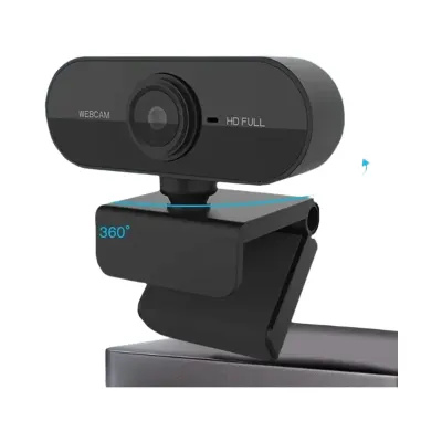 Caméra USB HD 720p avec microphone intégré et trépied, vue de face