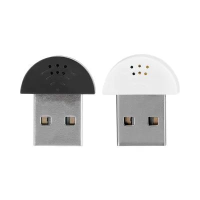 Microphone USB mini studio avec réduction de bruit, noir et blanc, vue de face