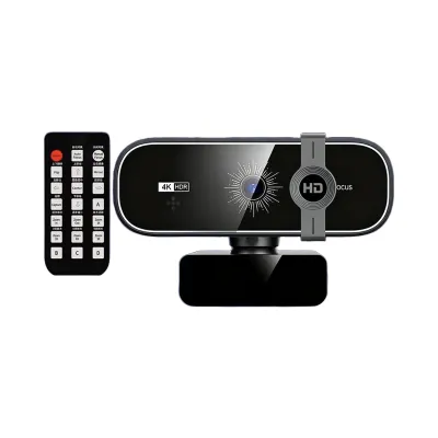 Webcam 4K EOENKK auto-zoom avec télécommande et microphone intégré Webcam 4K EOENKK avec télécommande et micro vue de face