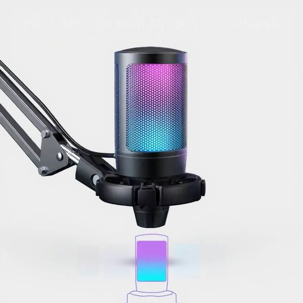 Micro USB Gaming FIFINE A6T avec Éclairage RGB et Bras Articulé - Image 2 Micro USB Gaming FIFINE A6T avec Éclairage RGB et Bras Articulé - Image 2