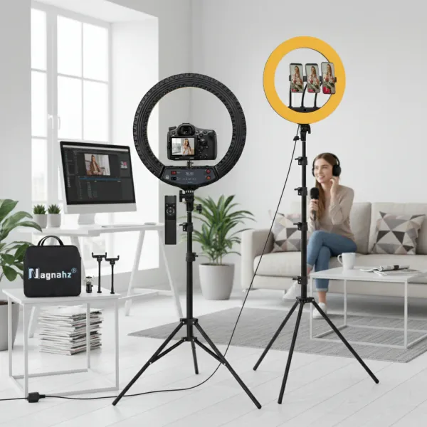 Ring Light 18 pouces avec trépied réglable 55W Nagnahz pour streaming et photographie