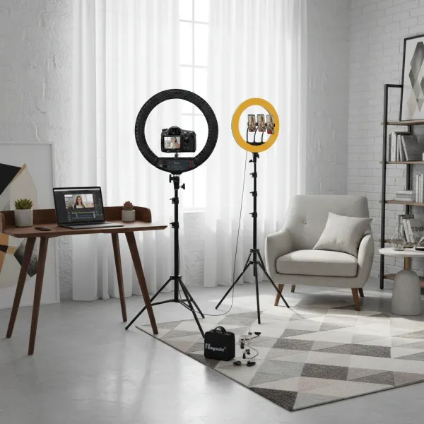 Ring Light 18 pouces avec trépied 55W pour éclairage vidéo et photo