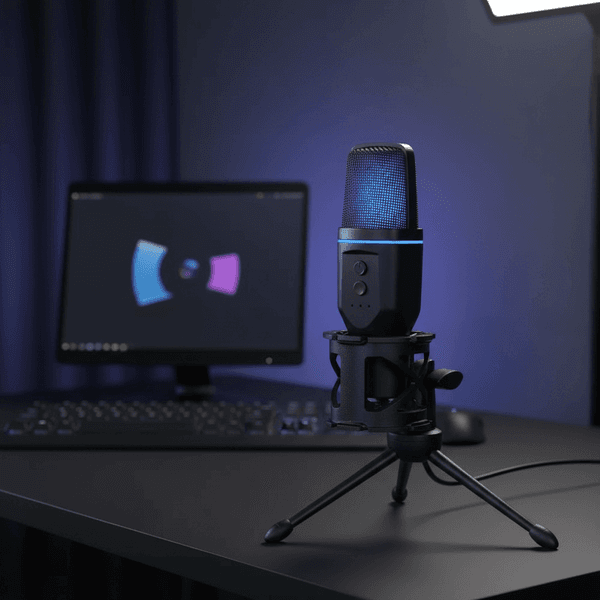 Microphone USB à condensateur RVB, fil de jeu, podcast, studio statique, streaming, ordinateur portable, ordinateur de bureau - Image 2