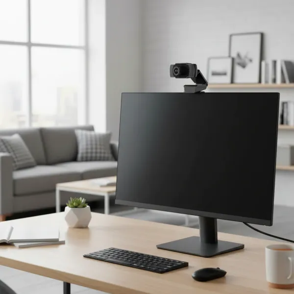 Webcam 1080P Full HD dtvane avec LED et micro monté sur écran d'ordinateur