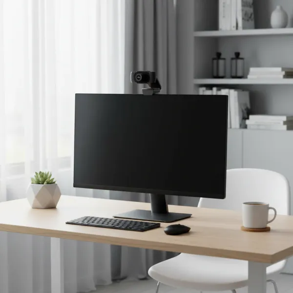 Webcam 1080P Full HD dtvane avec LED et microphone fixée sur écran d'ordinateur