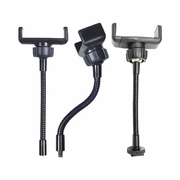 Support Téléphone Flexible avec Anneau Lumineux SZKOSTON - Vue complète Support téléphone flexible SZKOSTON avec anneau lumineux, vue avant, arrière et de côté