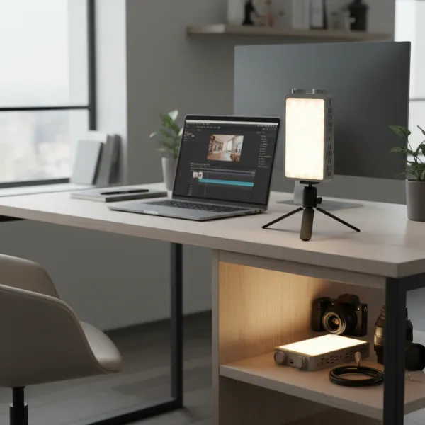 Mini lampe vidéo LED 40W portable avec batterie intégrée et charge PD Mini lampe vidéo LED 40W portable avec trépied, éclairage doux pour studio vidéo