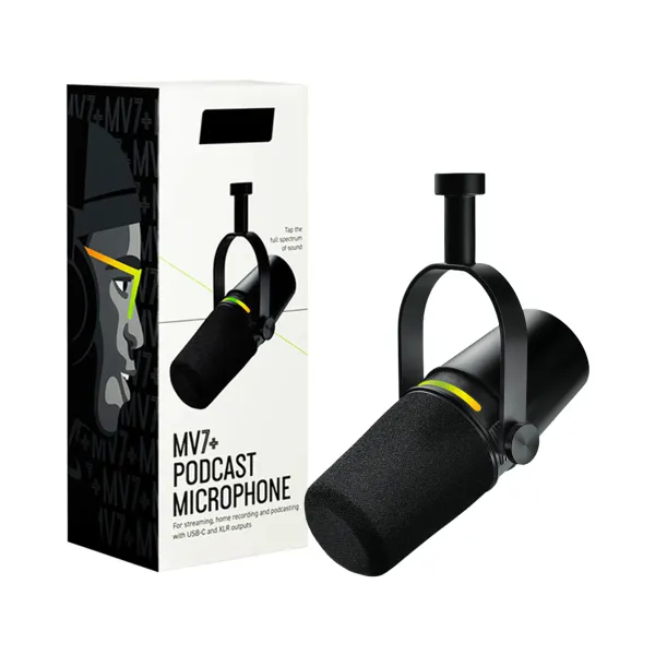 Microphone MV7+ Podcast Dynamique Professionnel avec isolation vocale et connectivité USB-C/XLR