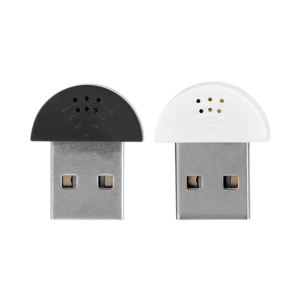 Microphone USB mini studio avec réduction de bruit, noir et blanc, vue de face