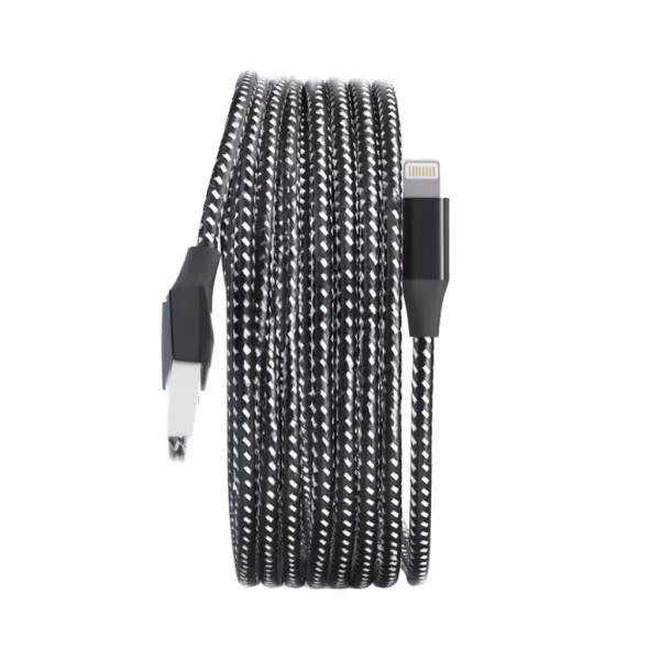 Câble USB-A vers Lightning LAIHONEN 1m - Charge rapide 12W Câble USB-A vers Lightning LAIHONEN de 1 mètre avec charge rapide 12W, câble noir tressé