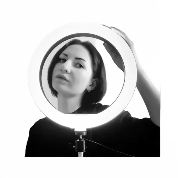 Anneau LED lumineux avec support téléphone, lampe selfie dimmable USB