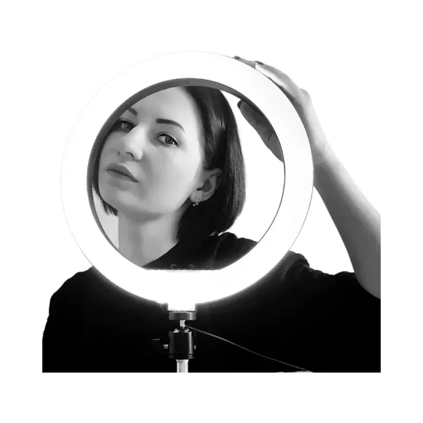 Anneau LED lumineux avec support téléphone et lampe selfie dimmable USB