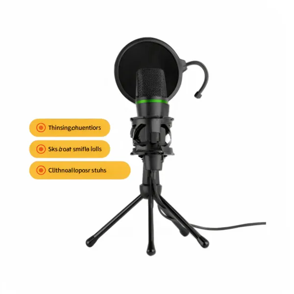 Microphone condensateur USB AyeBeau cardioïde avec support trépied et filtre anti-pop