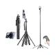 Tripod pour smartphone et appareil photo TOKQI en aluminium avec télécommande Bluetooth montrant différentes configurations et usages