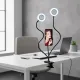 Anneau lumineux LED double KUALOOL avec support téléphone fixé sur bureau, éclairage dimmable et flexible USB