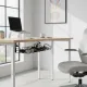 Cable management box under desk with organized cables stored in metal rack