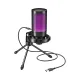 Microphone AmpliGame A2 USB Condenser avec éclairage RGB violet et trépied